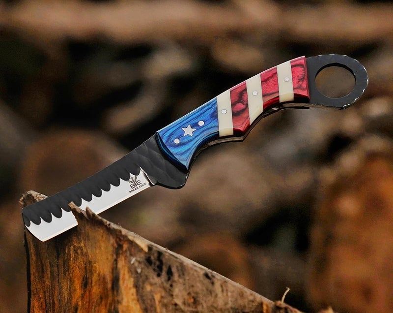 BE BREAK EDGE Cow Boy Knife, Hand Forged Steel Bull Cutter Knife with Sheath Best Gift for Girl Friend and Boy Friend. - Image 5